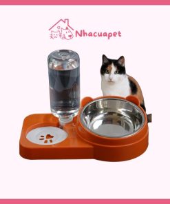 Bát ăn cho chó mèo đôi cấp nước tự động bình 500ml(3)