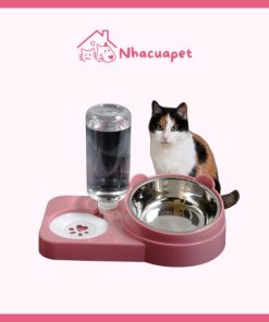 Bát ăn cho chó mèo đôi cấp nước tự động bình 500ml(1)
