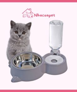 Bát ăn cho chó mèo đôi cấp nước tự động bình 500ml(2)