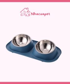 Bát ăn đôi cho mèo chó thú cưng hai ngăn inox rời COCO Lapeta